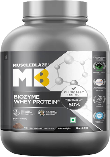 MuscleBlaze Biozyme Whey Protein 4.4 lb Rich Milk Chocolate